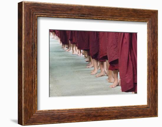 Monks Waiting in Line at Mahagandayon Monastery, Amarapura, Myanmar-Keren Su-Framed Photographic Print