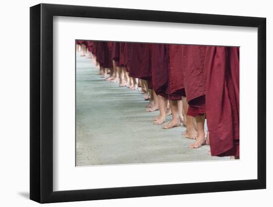 Monks Waiting in Line at Mahagandayon Monastery, Amarapura, Myanmar-Keren Su-Framed Photographic Print