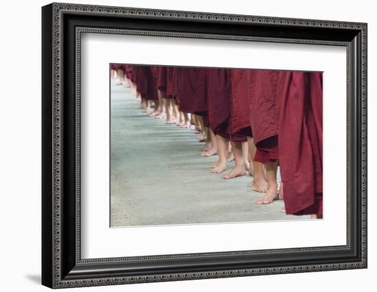 Monks Waiting in Line at Mahagandayon Monastery, Amarapura, Myanmar-Keren Su-Framed Photographic Print