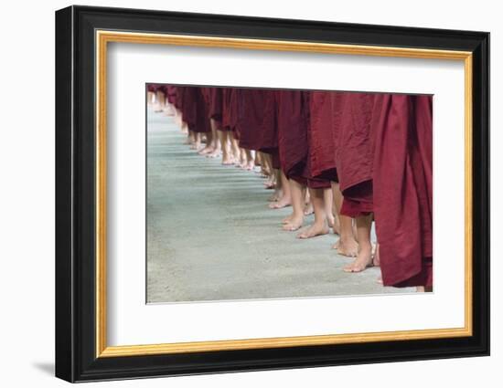 Monks Waiting in Line at Mahagandayon Monastery, Amarapura, Myanmar-Keren Su-Framed Photographic Print