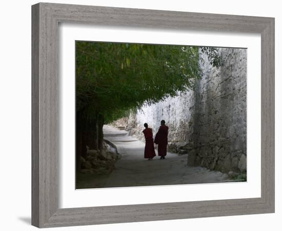 Monks Walk in Sera Temple, Lhasa, Tibet, China-Keren Su-Framed Photographic Print