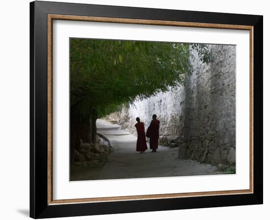 Monks Walk in Sera Temple, Lhasa, Tibet, China-Keren Su-Framed Photographic Print