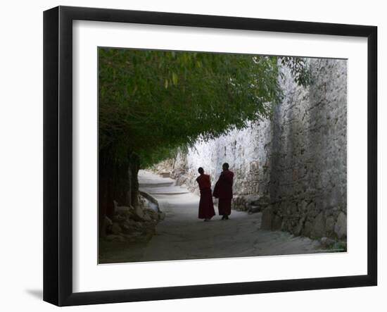 Monks Walk in Sera Temple, Lhasa, Tibet, China-Keren Su-Framed Photographic Print