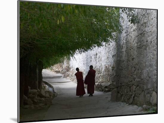 Monks Walk in Sera Temple, Lhasa, Tibet, China-Keren Su-Mounted Photographic Print