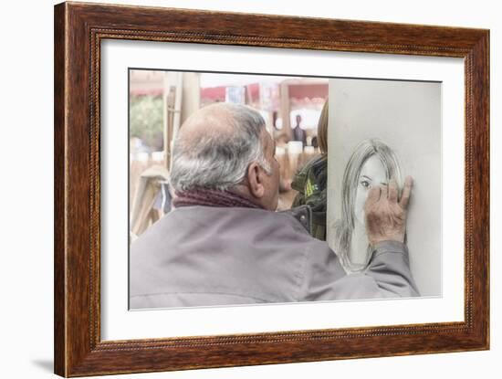 Monmartre Artist Working On Place du Tertre V-Cora Niele-Framed Giclee Print