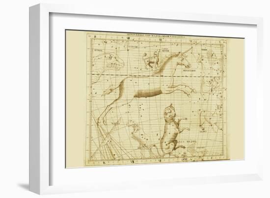 Monoceros Canis Major and Minor Navis Lepus-Sir John Flamsteed-Framed Art Print