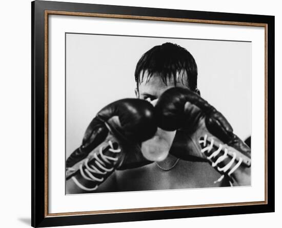 Monochromatic Image of a Boxer Drinking Water-null-Framed Photographic Print