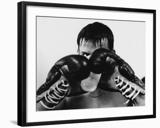 Monochromatic Image of a Boxer Drinking Water-null-Framed Photographic Print