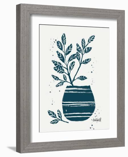 Monochrome Blue Botanical Sketches VII-Anne Tavoletti-Framed Art Print