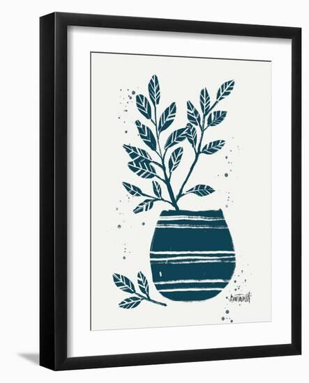 Monochrome Blue Botanical Sketches VII-Anne Tavoletti-Framed Art Print