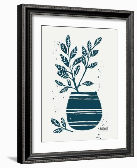 Monochrome Blue Botanical Sketches VII-Anne Tavoletti-Framed Art Print