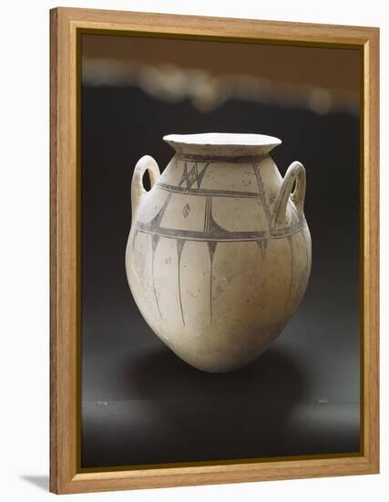 Monochrome Earthenware Pot Decorated with Geometric Patterns-null-Framed Premier Image Canvas