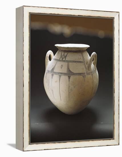 Monochrome Earthenware Pot Decorated with Geometric Patterns-null-Framed Premier Image Canvas