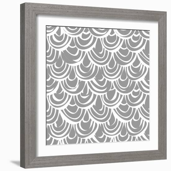 Monochrome Scallop Scales-Sharon Turner-Framed Art Print