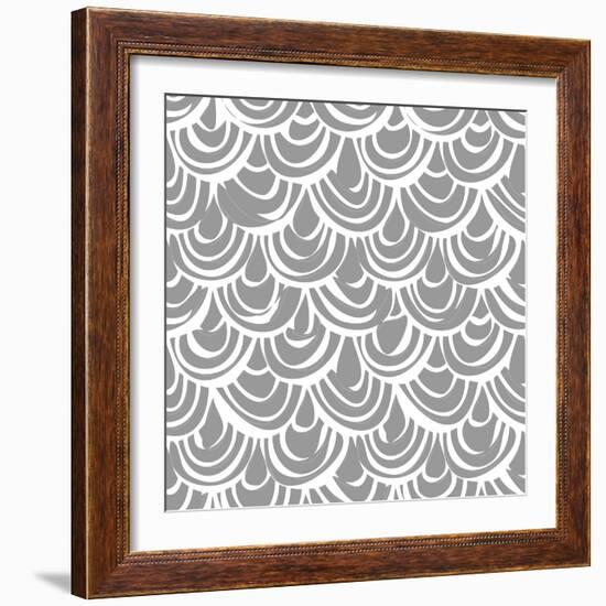 Monochrome Scallop Scales-Sharon Turner-Framed Art Print