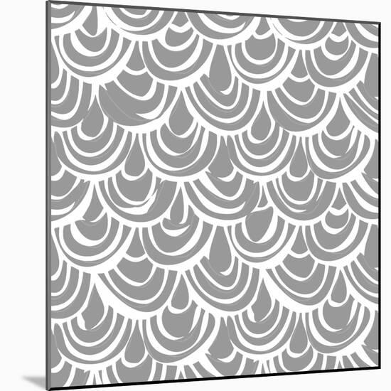 Monochrome Scallop Scales-Sharon Turner-Mounted Art Print