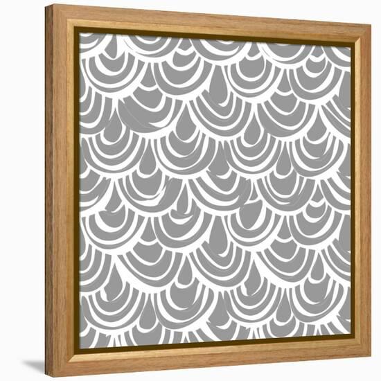 Monochrome Scallop Scales-Sharon Turner-Framed Stretched Canvas