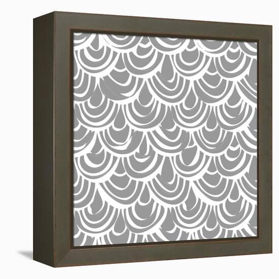 Monochrome Scallop Scales-Sharon Turner-Framed Stretched Canvas