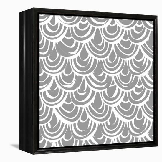 Monochrome Scallop Scales-Sharon Turner-Framed Stretched Canvas