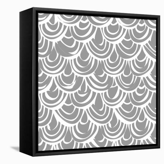 Monochrome Scallop Scales-Sharon Turner-Framed Stretched Canvas