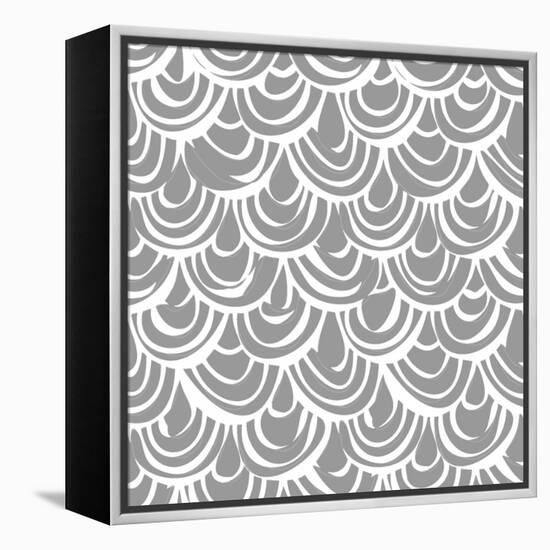 Monochrome Scallop Scales-Sharon Turner-Framed Stretched Canvas