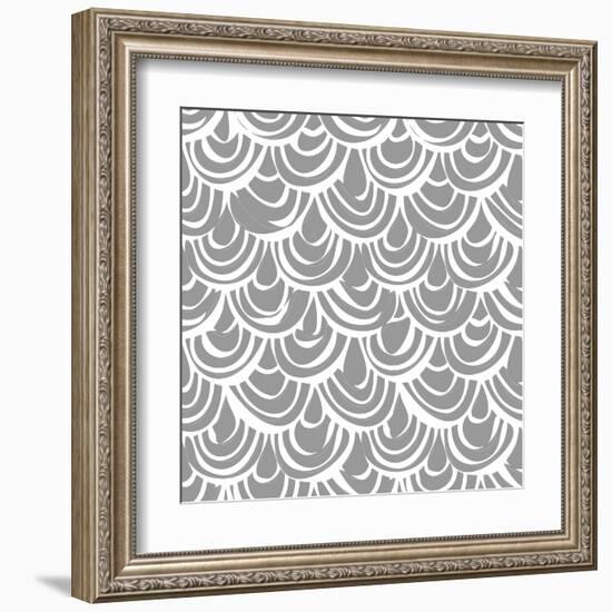 Monochrome Scallop Scales-Sharon Turner-Framed Art Print