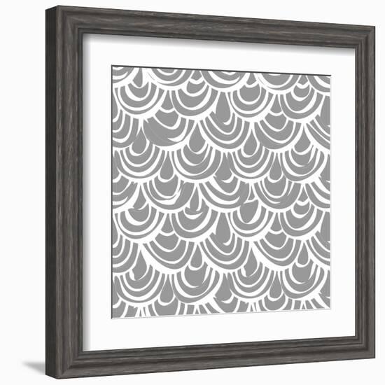 Monochrome Scallop Scales-Sharon Turner-Framed Art Print