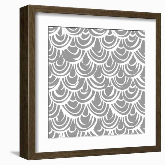 Monochrome Scallop Scales-Sharon Turner-Framed Art Print