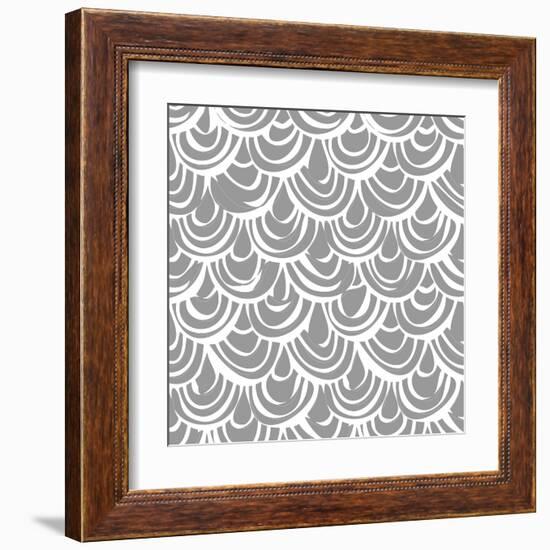 Monochrome Scallop Scales-Sharon Turner-Framed Art Print