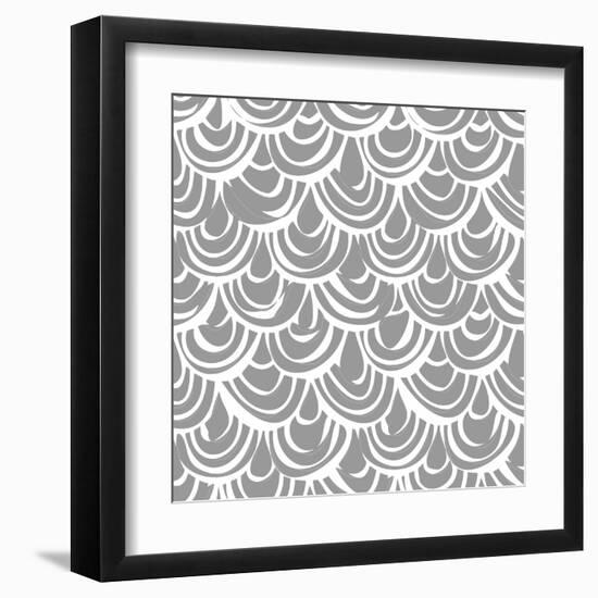 Monochrome Scallop Scales-Sharon Turner-Framed Art Print