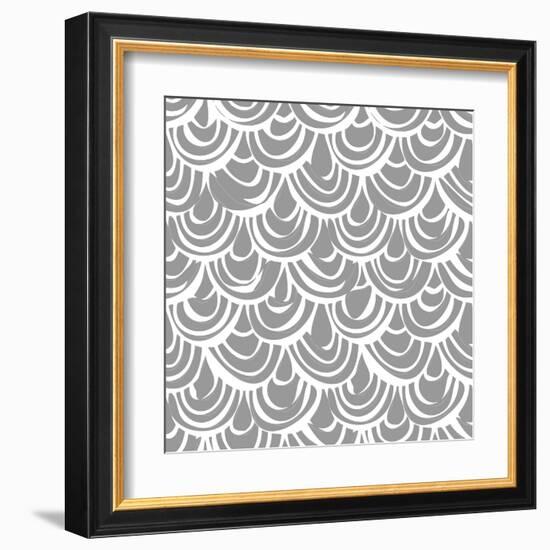 Monochrome Scallop Scales-Sharon Turner-Framed Art Print