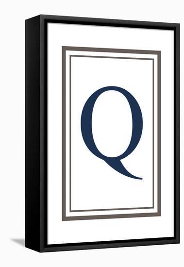 Monogram - Estate - Gray and Blue - Q-Lantern Press-Framed Stretched Canvas