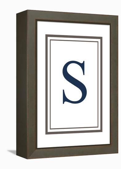 Monogram - Estate - Gray and Blue - S-Lantern Press-Framed Stretched Canvas