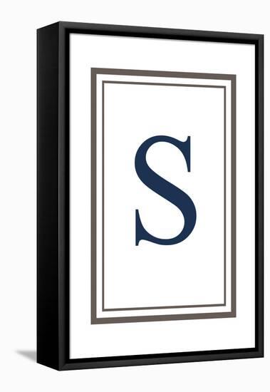 Monogram - Estate - Gray and Blue - S-Lantern Press-Framed Stretched Canvas