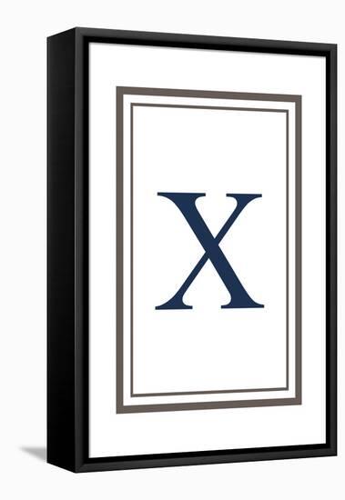 Monogram - Estate - Gray and Blue - X-Lantern Press-Framed Stretched Canvas