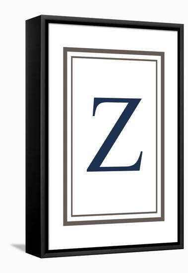 Monogram - Estate - Gray and Blue - Z-Lantern Press-Framed Stretched Canvas