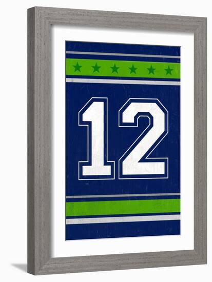 Monogram - Game Day - Blue and Green - 12-Lantern Press-Framed Premium Giclee Print