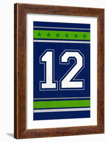 Monogram - Game Day - Blue and Green - 12-Lantern Press-Framed Premium Giclee Print