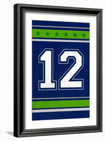 Monogram - Game Day - Blue and Green - 12-Lantern Press-Framed Premium Giclee Print