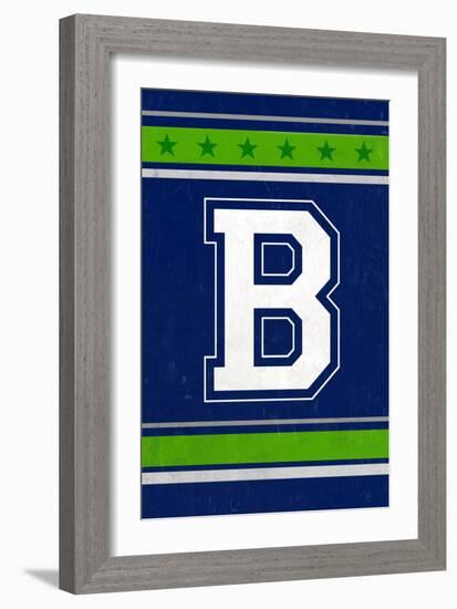 Monogram - Game Day - Blue and Green - B-Lantern Press-Framed Art Print