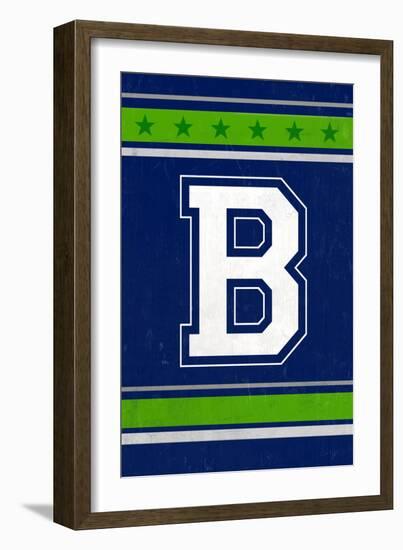 Monogram - Game Day - Blue and Green - B-Lantern Press-Framed Art Print