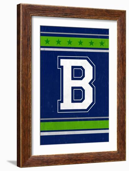 Monogram - Game Day - Blue and Green - B-Lantern Press-Framed Art Print