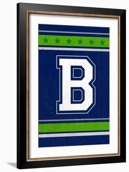 Monogram - Game Day - Blue and Green - B-Lantern Press-Framed Art Print