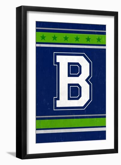 Monogram - Game Day - Blue and Green - B-Lantern Press-Framed Art Print