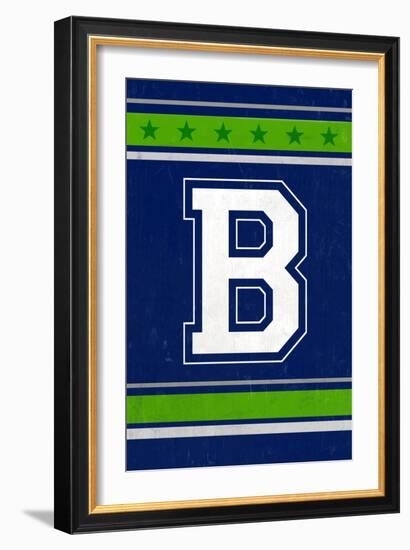 Monogram - Game Day - Blue and Green - B-Lantern Press-Framed Art Print