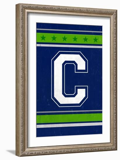 Monogram - Game Day - Blue and Green - C-Lantern Press-Framed Art Print