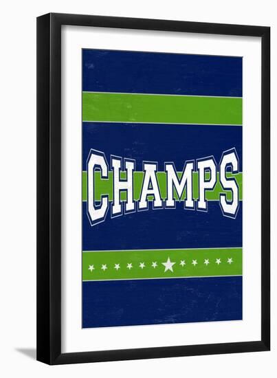 Monogram - Game Day - Blue and Green - Champs-Lantern Press-Framed Art Print