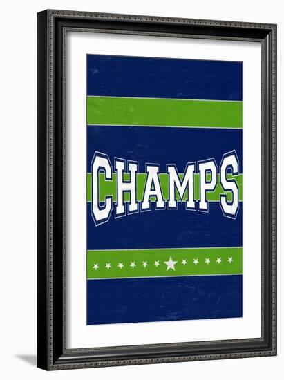 Monogram - Game Day - Blue and Green - Champs-Lantern Press-Framed Art Print