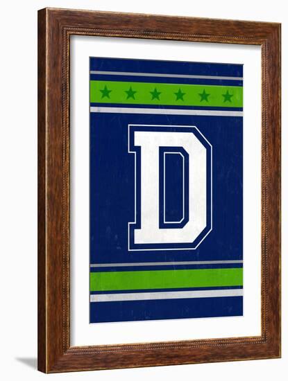 Monogram - Game Day - Blue and Green - D-Lantern Press-Framed Art Print