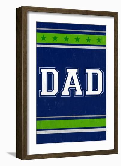 Monogram - Game Day - Blue and Green - Dad-Lantern Press-Framed Art Print